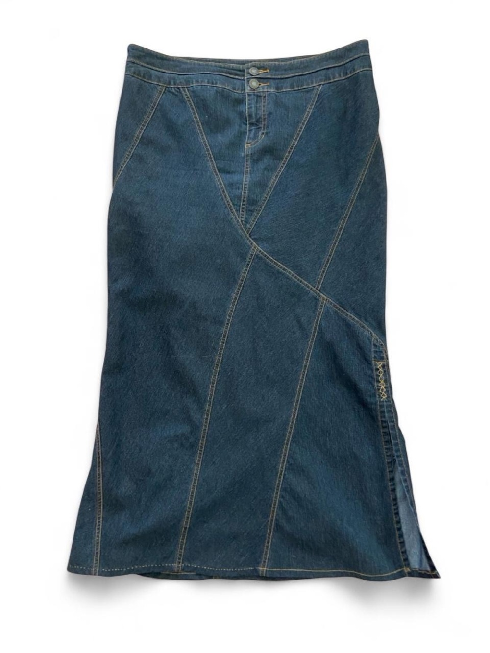 Bisou Bisou Dark Denim Maxi Skirt Vintage Y2K Early 2000s Cotton Fall Size 12